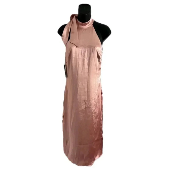 Lulu’s Purely Divine Blush Pink Satin Halter Midi Dress NWT - Picture 4 of 13